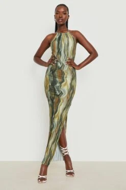 Plissee Maxikleid Mit Print -Stil Formen Verkäufe gzz22923 green xl 2