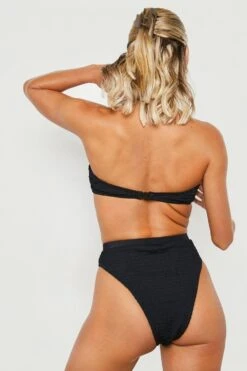 Geraffte Bikinihose Mit Hohem Bund -Stil Formen Verkäufe gzz23037 black xl 1