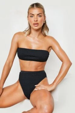 Geraffte Bikinihose Mit Hohem Bund -Stil Formen Verkäufe gzz23037 black xl 2