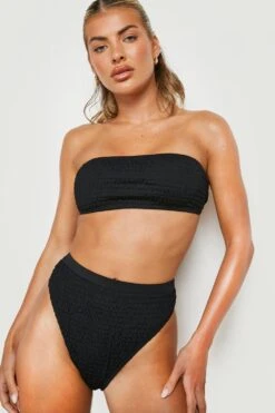 Geraffte Bikinihose Mit Hohem Bund -Stil Formen Verkäufe gzz23037 black xl 3