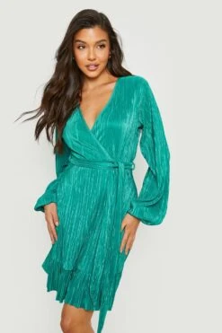 Plissee Wickelkleid Mit Rüschensaum -Stil Formen Verkäufe gzz23171 green xl 2