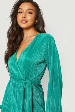 Plissee Wickelkleid Mit Rüschensaum -Stil Formen Verkäufe gzz23171 green xl 3