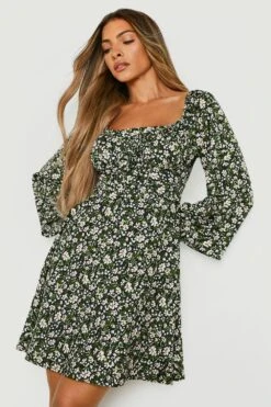 Florales Geschnürtes Skaterkleid Mit Langen Ärmeln 8 Florales Geschnürtes Skaterkleid Mit Langen Ärmeln -Stil Formen Verkäufe gzz23666 black xl 2