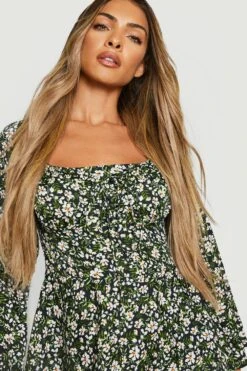 Florales Geschnürtes Skaterkleid Mit Langen Ärmeln 9 Florales Geschnürtes Skaterkleid Mit Langen Ärmeln -Stil Formen Verkäufe gzz23666 black xl 3