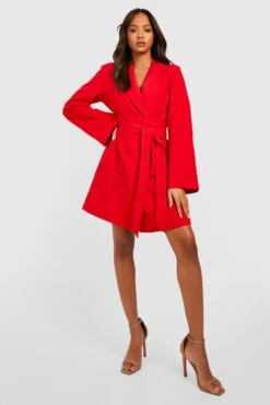 Blazerkleid Mit Weiten Ärmeln Und Geschnürter Taille -Stil Formen Verkäufe gzz23934 red xl 2