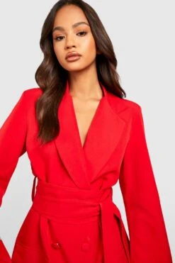 Blazerkleid Mit Weiten Ärmeln Und Geschnürter Taille -Stil Formen Verkäufe gzz23934 red xl 3