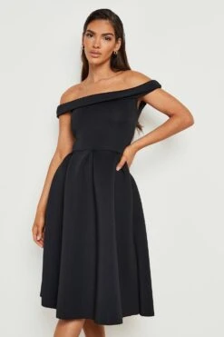 Scuba Bardot-Midikleid -Stil Formen Verkäufe gzz24345 black xl 2