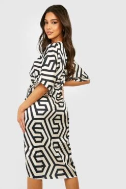 Midikleid Mit Print Und Knoten Vorne -Stil Formen Verkäufe gzz25214 black xl 1