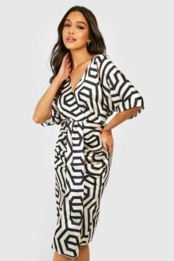 Midikleid Mit Print Und Knoten Vorne -Stil Formen Verkäufe gzz25214 black xl 2