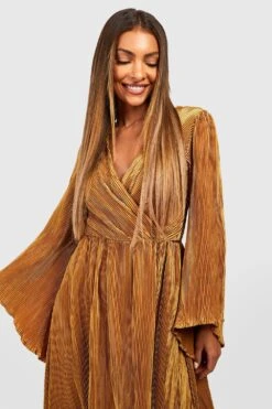 Plissee Wickel-Midikleid Mit Weiten Ärmeln -Stil Formen Verkäufe gzz25417 chartreuse xl 3