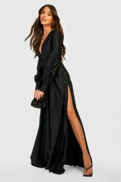 Satin-Midikleid Mit Twist Vorne