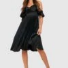 Schulterfreies Satin-Midikleid Mit Rüschen -Stil Formen Verkäufe gzz25442 black xl