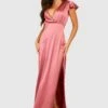 Satin-Maxikleid Mit Tiefem Ausschnitt Und Rüschen-Detail -Stil Formen Verkäufe gzz25448 rose xl