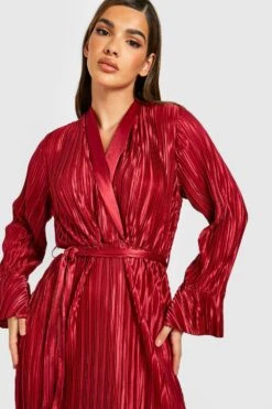 Premium Plissee Wickel-Midikleid -Stil Formen Verkäufe gzz25500 berry xl 2