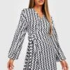 Wickelkleid Mit Print -Stil Formen Verkäufe gzz25895 black white xl
