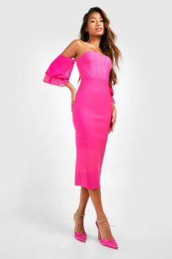 Schulterfreies Korsett Bandagen-Midikleid