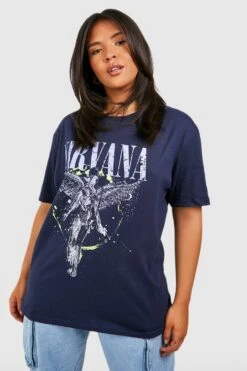 Plus T-Shirt Mit Nirvana Neon Pop Band Print