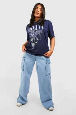 Plus T-Shirt Mit Nirvana Neon Pop Band Print -Stil Formen Verkäufe gzz26956 navy xl 2