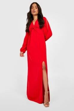 Petite Langärmliges Maxikleid Mit Twist Vorne -Stil Formen Verkäufe gzz27411 red xl 2