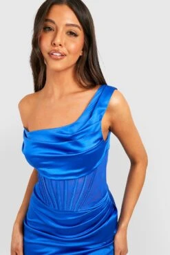 Schulterfreies Drapiertes Korsett-Midikleid -Stil Formen Verkäufe gzz27556 cobalt xl 2