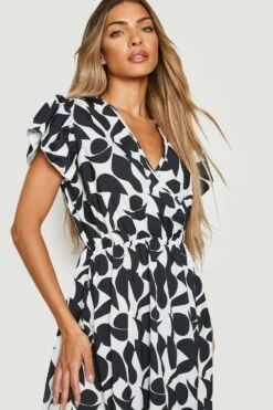 Gestuftes Midikleid Mit Rüschenärmeln -Stil Formen Verkäufe gzz27903 black xl 2