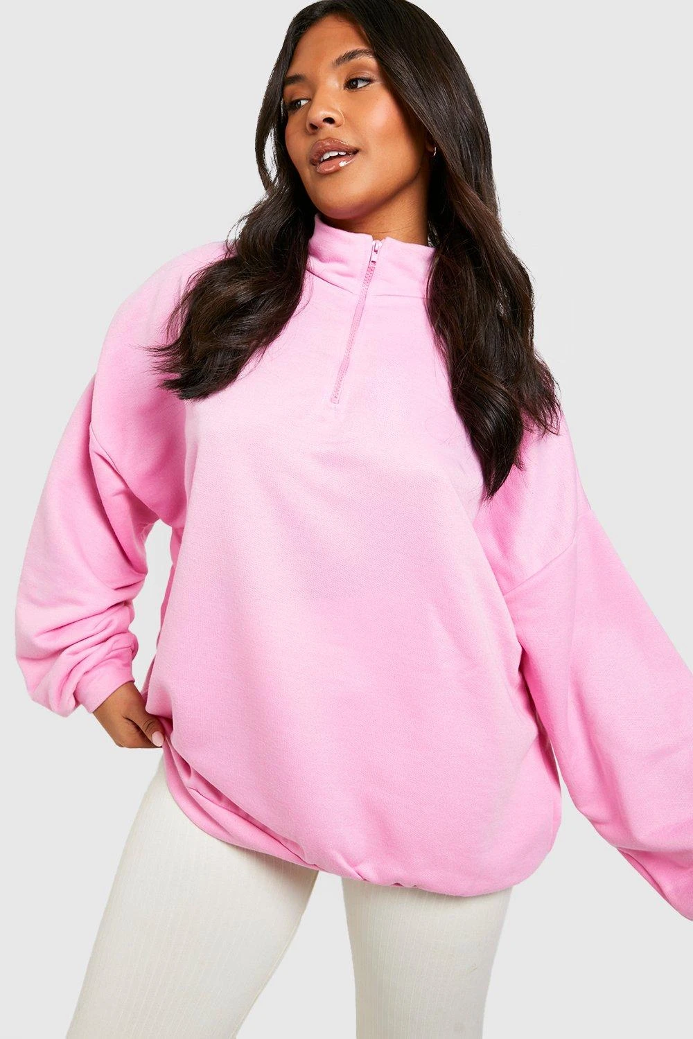 Plus Oversize Sweatshirt Mit Reißverschluss 3 Plus Oversize Sweatshirt Mit Reißverschluss