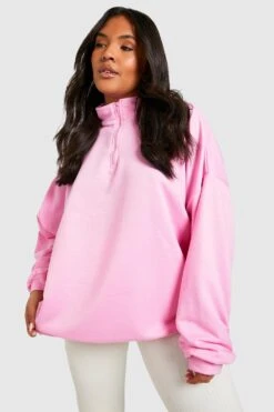 Plus Oversize Sweatshirt Mit Reißverschluss 8 Plus Oversize Sweatshirt Mit Reißverschluss -Stil Formen Verkäufe gzz28441 pink xl 2
