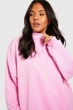 Plus Oversize Sweatshirt Mit Reißverschluss 9 Plus Oversize Sweatshirt Mit Reißverschluss -Stil Formen Verkäufe gzz28441 pink xl 3