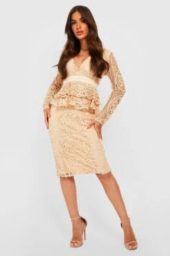 Spitzen-Midikleid Mit Rüschen-Detail -Stil Formen Verkäufe gzz28577 stone xl 2