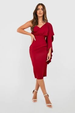 Satin-Midikleid Mit Rüschenärmeln -Stil Formen Verkäufe gzz29391 berry xl 2