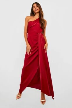 Einärmliges Drapiertes Satin-Maxikleid