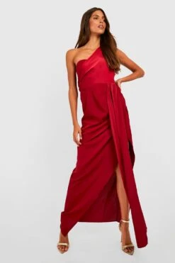 Einärmliges Drapiertes Satin-Maxikleid -Stil Formen Verkäufe gzz29393 berry xl 2