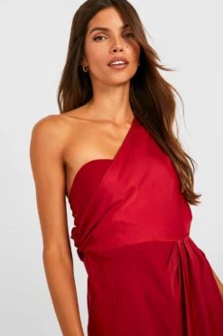 Einärmliges Drapiertes Satin-Maxikleid -Stil Formen Verkäufe gzz29393 berry xl 3