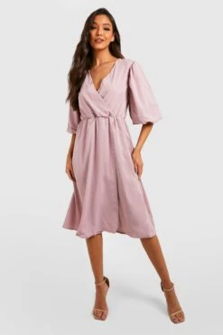 Wickel-Skaterkleid Mit Puffärmeln