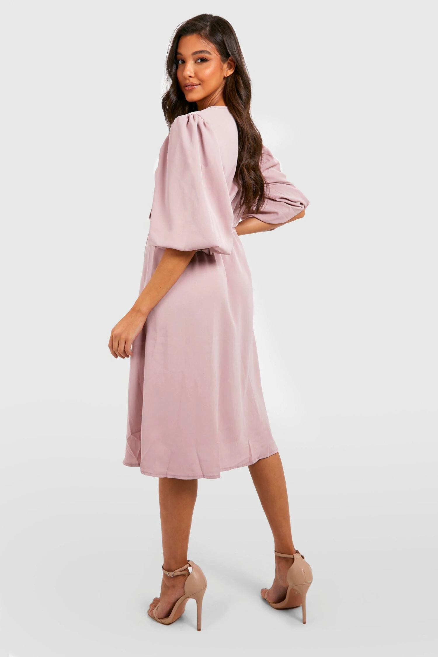 Wickel-Skaterkleid Mit Puffärmeln 4 Wickel-Skaterkleid Mit Puffärmeln – Bild 2