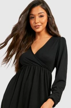 Langärmliges Wickel-Midikleid -Stil Formen Verkäufe gzz32421 black xl 3