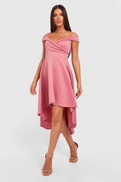 Schulterfreies Scuba-Midikleid