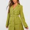 Zweireihiger Blazerkleid Mit Gürtel -Stil Formen Verkäufe gzz32552 olive xl
