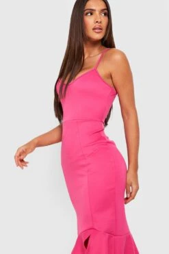 Scuba Midikleid Mit Rüschen-Saum -Stil Formen Verkäufe gzz32724 cerise xl 3