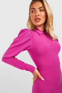 Langärmliges Midikleid Mit Kragen -Stil Formen Verkäufe gzz33018 magenta xl 2