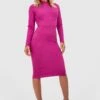 Hochgeschlossenes Midikleid Mit Langen Ärmeln -Stil Formen Verkäufe gzz33225 magenta xl