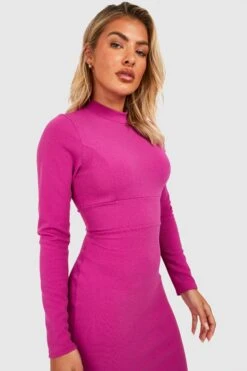 Hochgeschlossenes Midikleid Mit Langen Ärmeln -Stil Formen Verkäufe gzz33225 magenta xl 3