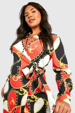 Plus Wickel-Midikleid Mit Print -Stil Formen Verkäufe gzz34577 black xl 3