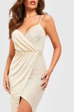 Strukturiertes Wickel-Midikleid -Stil Formen Verkäufe gzz35063 champagne xl 3
