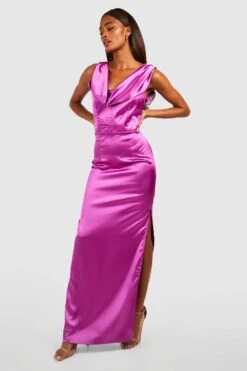 Brautjungfern Satin-Maxikleid Mit Wasserfallausschnitt 8 Brautjungfern Satin-Maxikleid Mit Wasserfallausschnitt -Stil Formen Verkäufe gzz35355 magenta xl 2