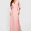 Chiffon Wickel-Maxikleid Mit Weiten Ärmeln 1 Chiffon Wickel-Maxikleid Mit Weiten Ärmeln -Stil Formen Verkäufe gzz35595 blush xl