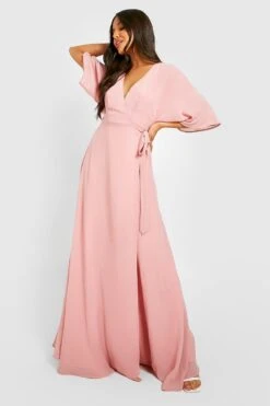 Chiffon Wickel-Maxikleid Mit Weiten Ärmeln 8 Chiffon Wickel-Maxikleid Mit Weiten Ärmeln -Stil Formen Verkäufe gzz35595 blush xl 2