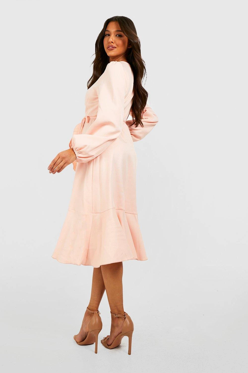 Rüschen Midi Wickel-Skaterkleid Aus Crepestoff 4 Rüschen Midi Wickel-Skaterkleid Aus Crepestoff – Bild 2