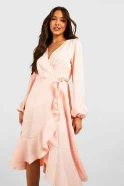 Rüschen Midi Wickel-Skaterkleid Aus Crepestoff 8 Rüschen Midi Wickel-Skaterkleid Aus Crepestoff -Stil Formen Verkäufe gzz36934 blush xl 2