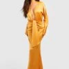 Satin-Maxikleid Mit Tiefem Ausschnitt -Stil Formen Verkäufe gzz37212 mustard xl